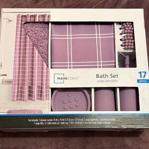 Mainstays Lavender Plaid Bath Set